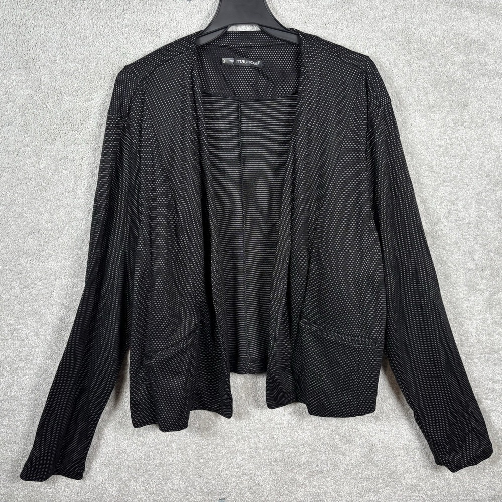 Maurices Womens Black White Polka Dot Open Blazer Jacket Knit Stretch 3X 3 Plus